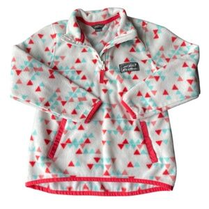 Eddie Bauer Girls Youth 1/4 Zip Fleece Pull Over, Size XS (5/6) Coral/White